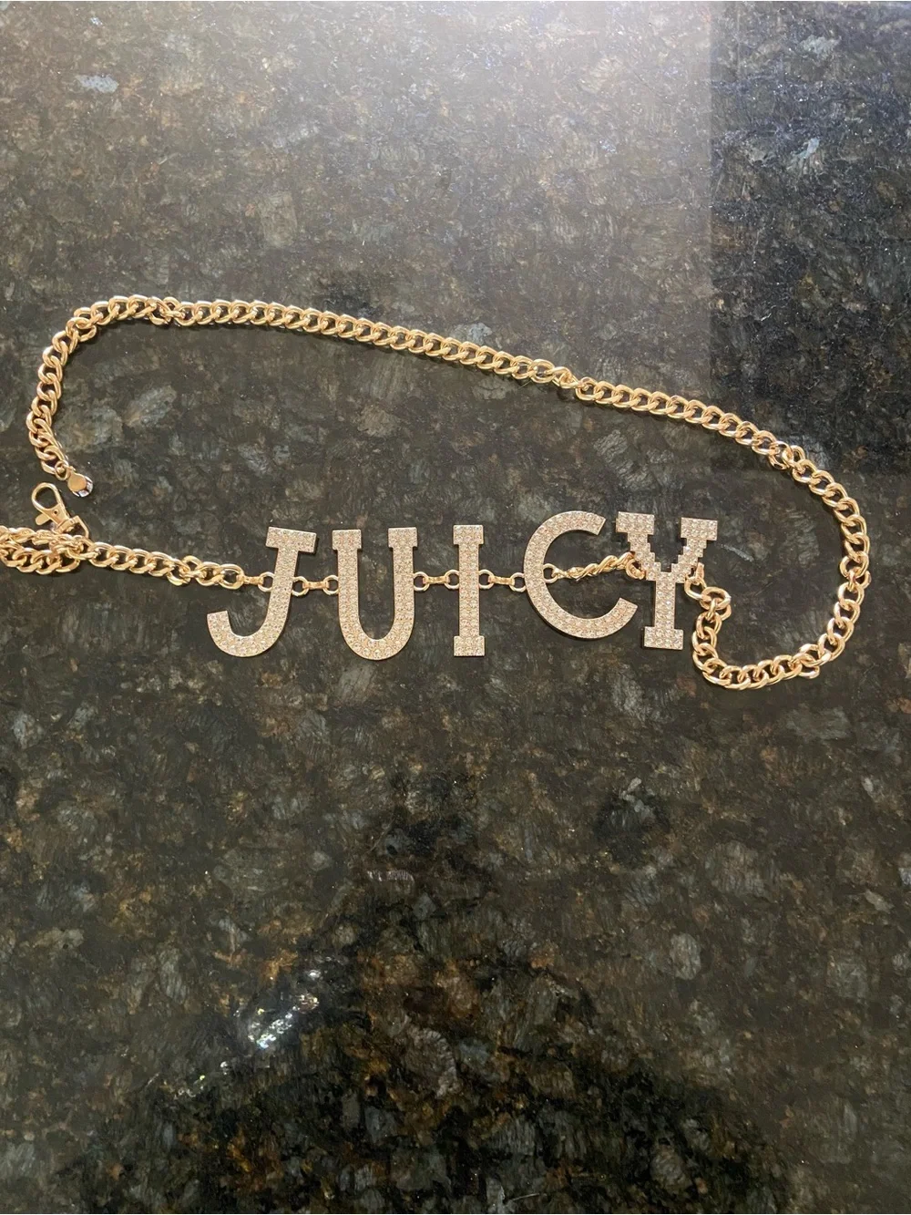 Juicy Couture Gold-Tone Crystal JUICY Logo Belt